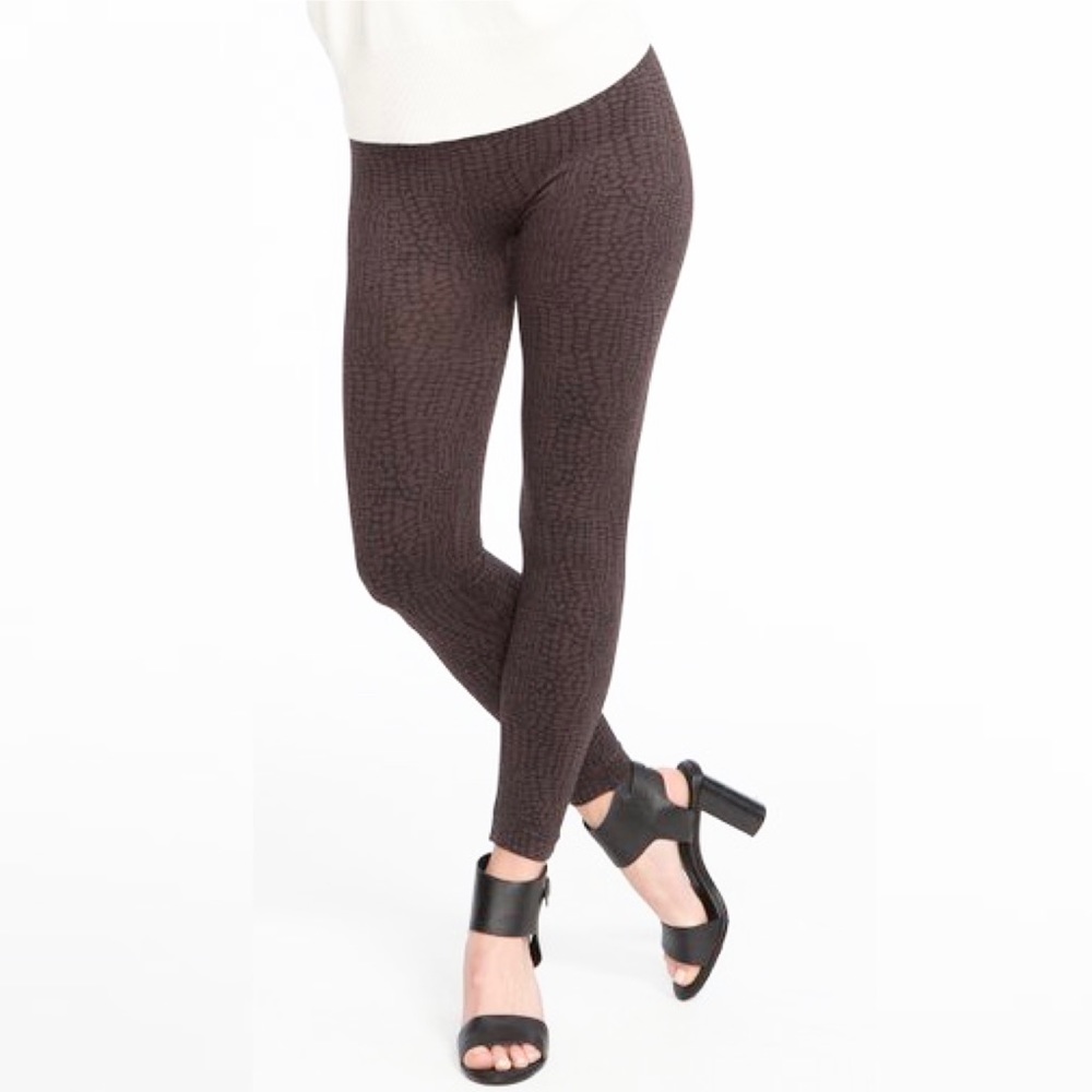 SPANX Look at Me Now Seamless Leggings in Brown Croc Print Size L